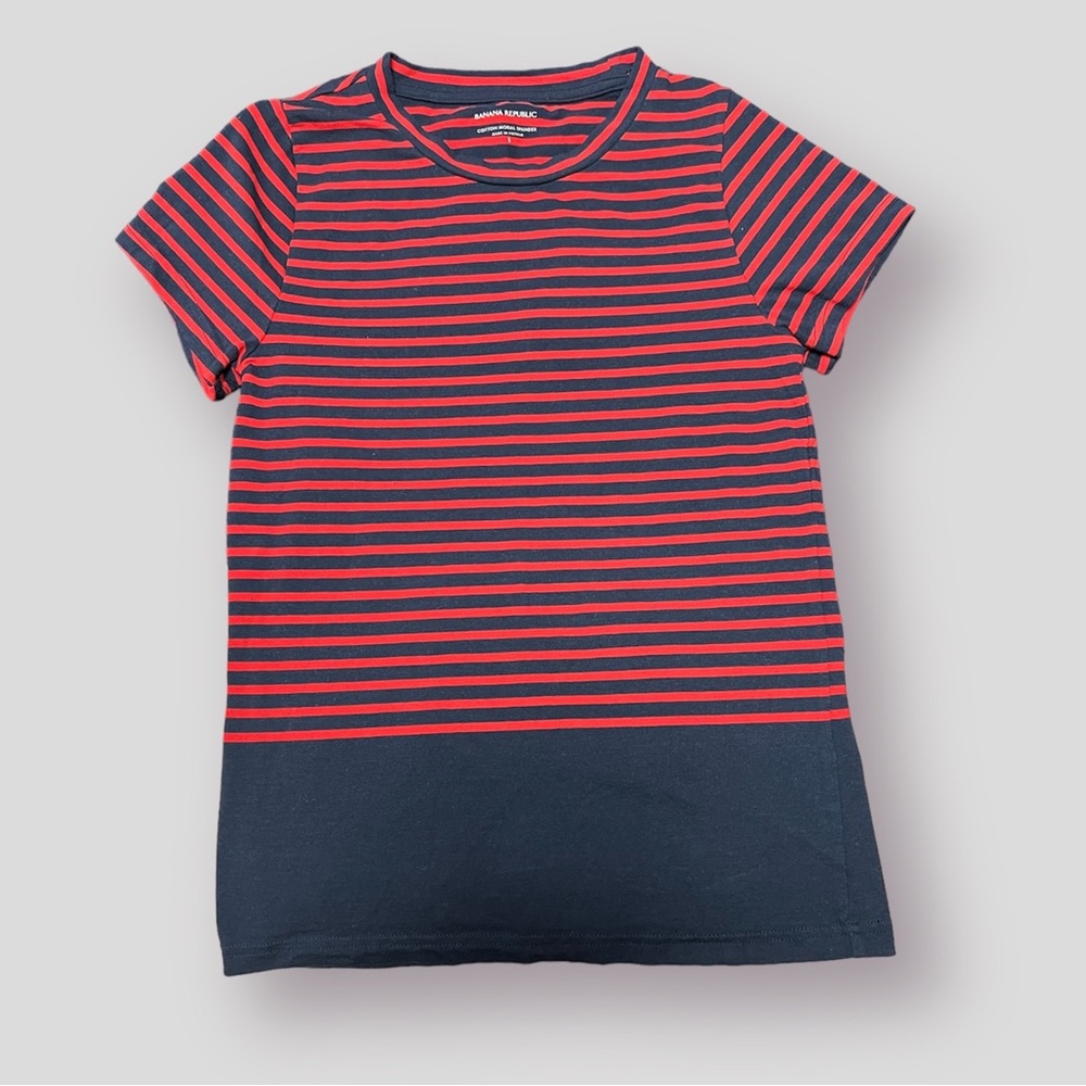 Banana Republic Red and Navy Striped Shirt